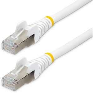 2ft CAT6a Ethernet Cable, White Low Smoke Zero Halogen (LSZH) 10 GbE 100W PoE S/FTP Snagless RJ-45 Network Patch Cord 