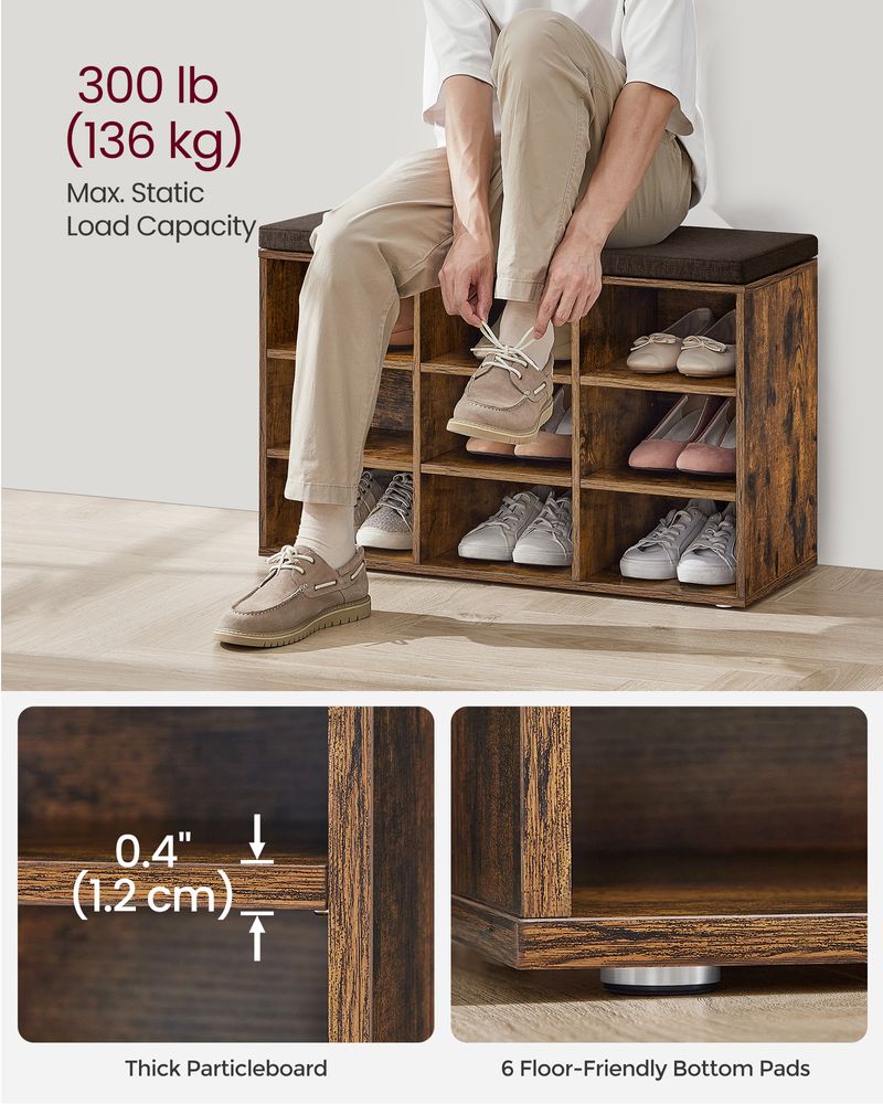 VASAGLE Shoe Bench with Cushion 