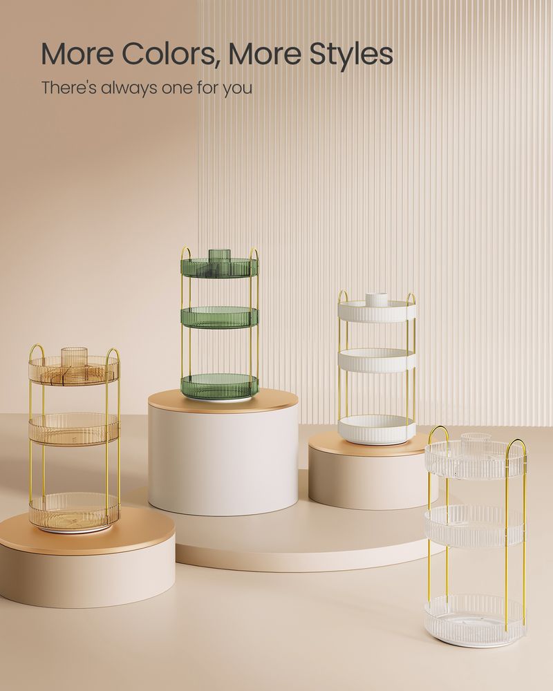 SONGMICS Round Rotating Skincare Organizer Countertop 