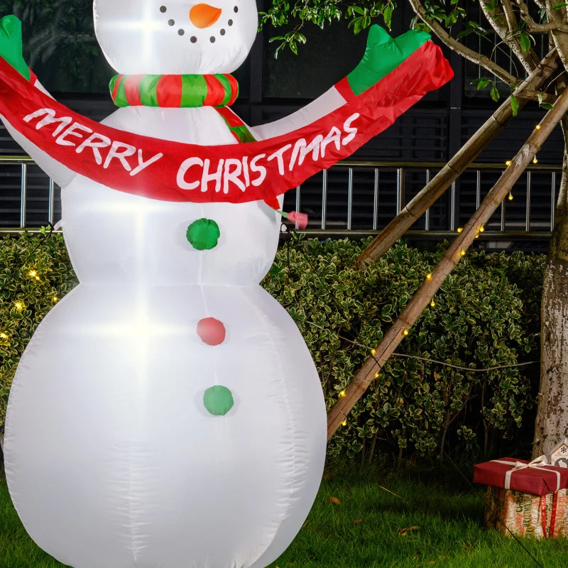 HOMCOM 4FT Inflatable Christmas Snowmen Family, LED Lighted Holiday Blow Up Decoration for Indoor & Outdoor Display 