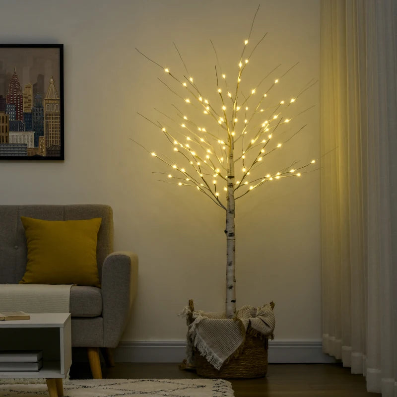 Outsunny Garden Birch Tree Light with 58 Warm LED Lights and 8 Modes, DIY Artificial Lamp for Indoor & Outdoor Parties 
