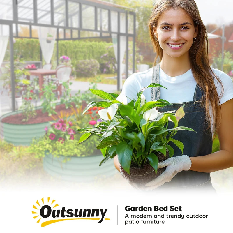 6' x 3' x 1' Large Outdoor Planter Box, Galvanized Raised Garden Bed with Metal Plant Stake, Light Green