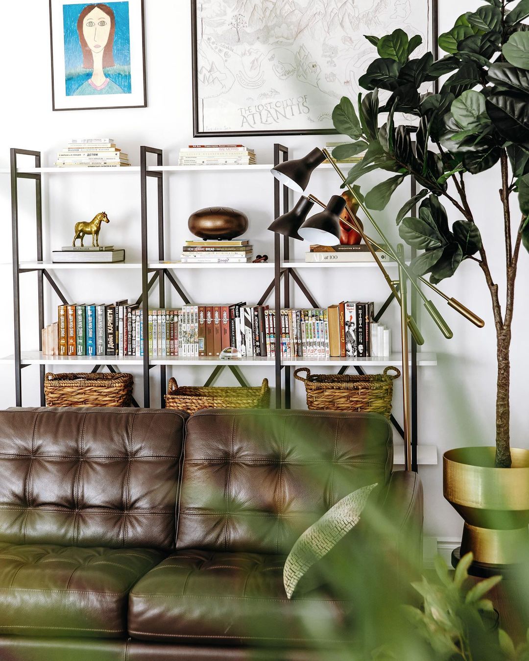 Kendrik -Mid-Century Brass Floor Planter (Multiple Sizes) 