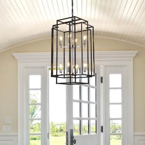 8 Lantern Tiered Chandeliers, Industrial Farmhouse Chandeliers 