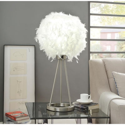 Feather Flip Switch Nickel Metal Table Lamp 