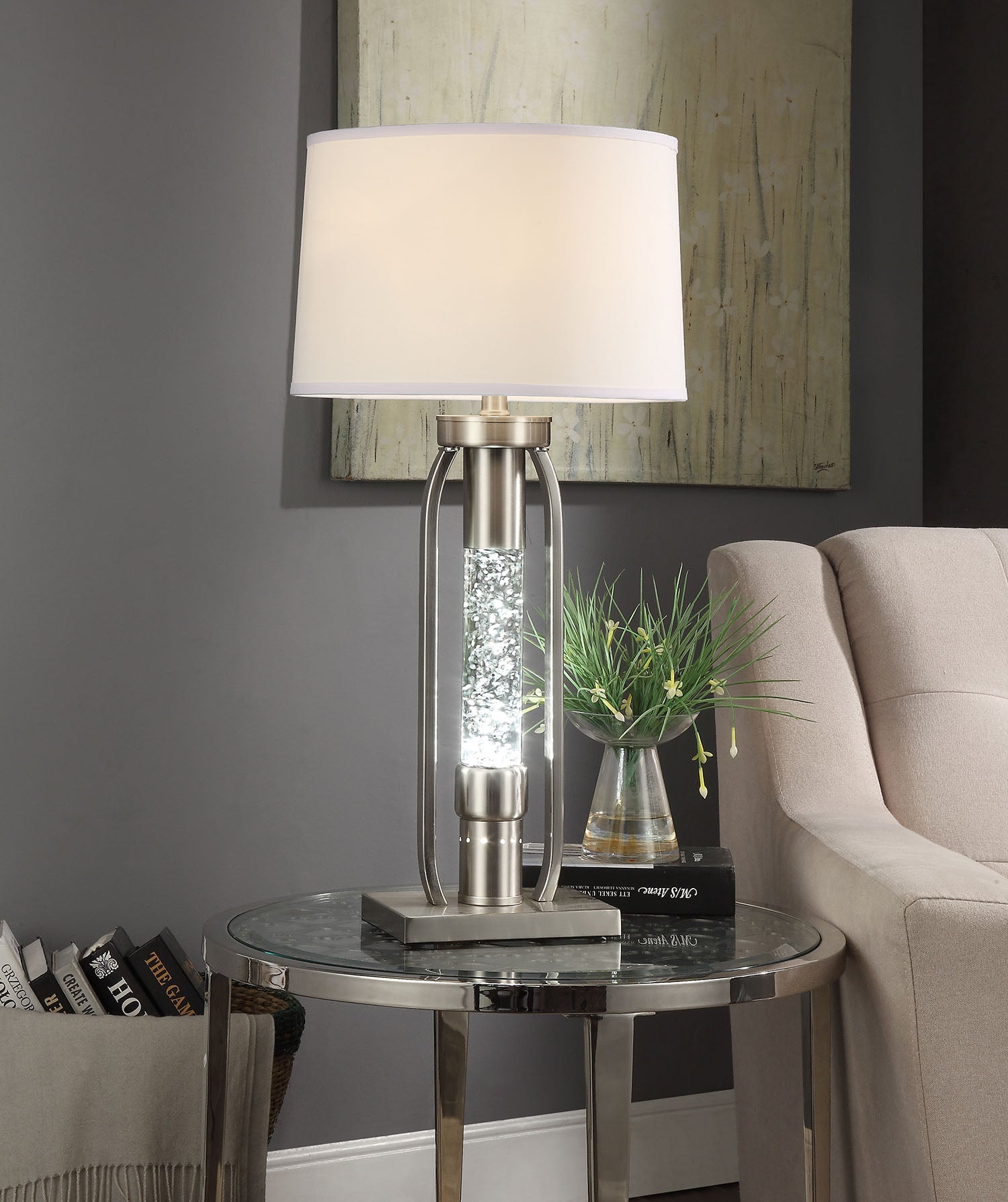 15" X 15" X 31" Sand Nickel Table Lamp