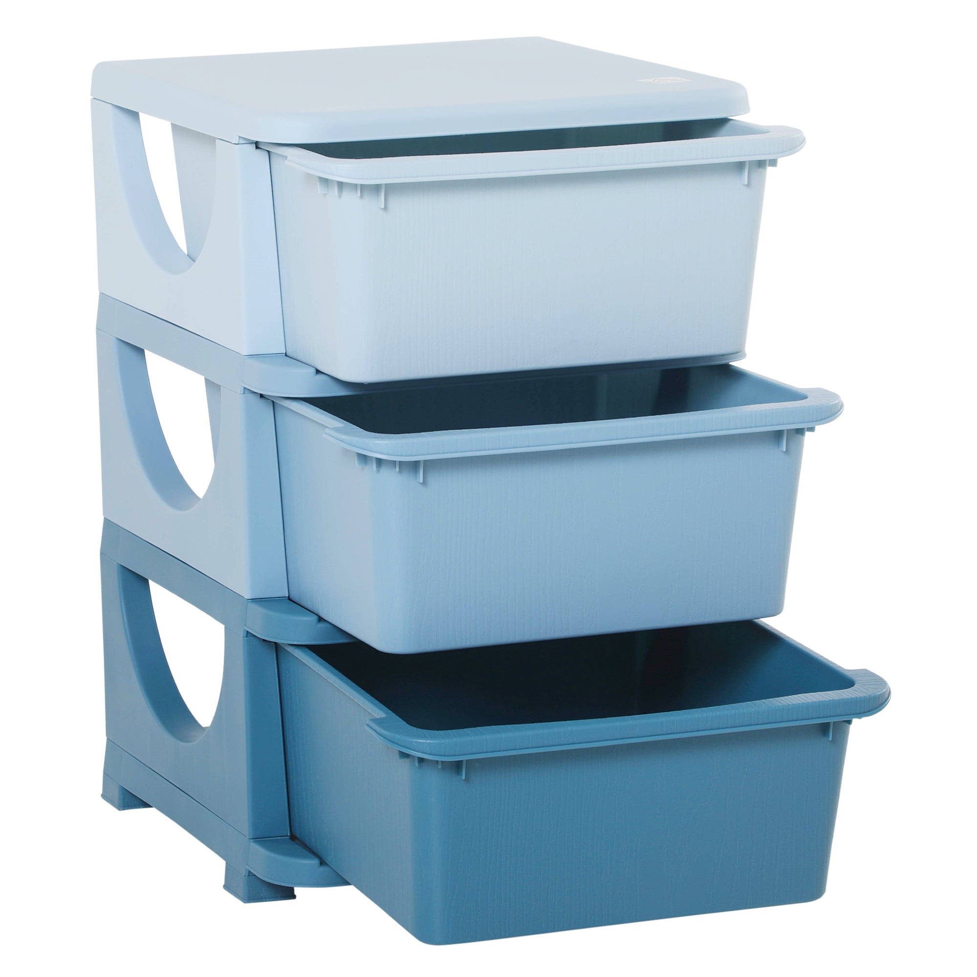 Qaba 3 Tier Kids Toy Organizer and Storage Bins with 3 Plastic Drawers, Blue 