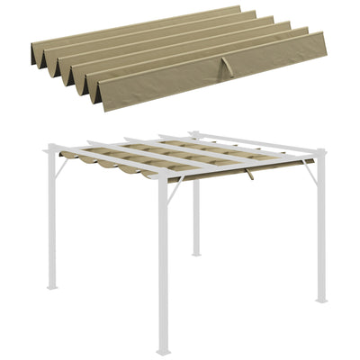 Outsunny Tan Pergola Canopy Replacement, 9.8' Square Retractable Cover for Outdoor Pergolas 