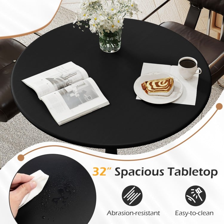 31.5 Inch Round Dining Table with Anti-Slip PP Ring-Black