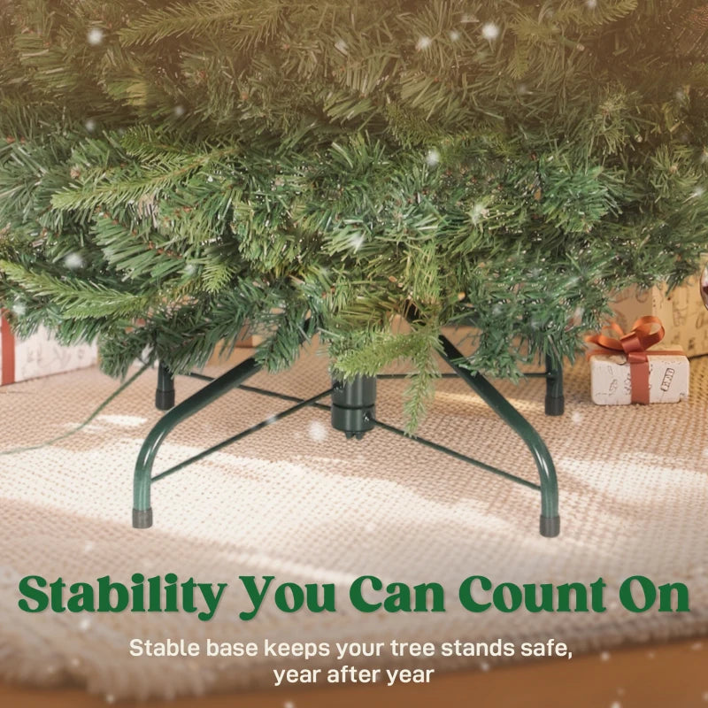 HOMCOM 7FT Prelit Pop Up Artificial Christmas Tree, Collapsible Green Xmas Tree with Warm White LED Lights and Metal Stand 