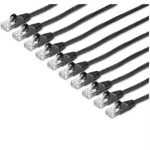 6 ft. CAT6 Ethernet Cable - 10 Pack - ETL Verified - Black CAT6 Patch Cord - Snagless RJ45 Connectors - 24 AWG - UTP 