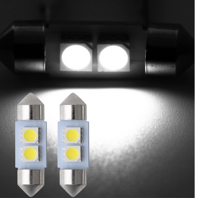 31MM LED Dome Reading License Trunk Door Light 12V White with Polarity (2 Bulbs) 