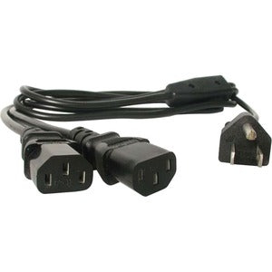 6ft (2m) Computer Power Cord Y Splitter, NEMA 5-15P to 2x C13 Y Cable, 10A 125V, 18AWG, AC Power Cord, Monitor Power Cable