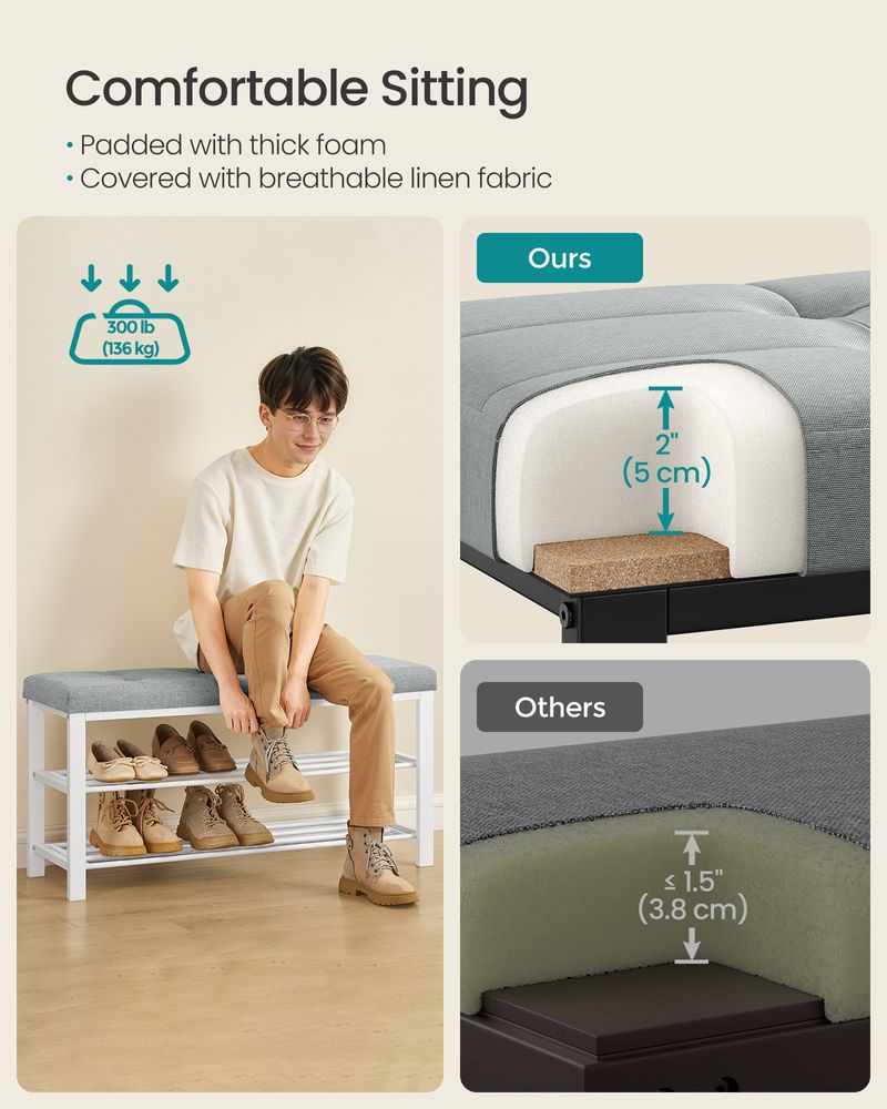 SONGMICS Shoe Bench with Cushion 