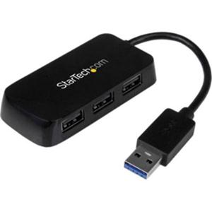 Portable 4 Port SuperSpeed Mini USB 3.0 Hub - 5Gbps - Black