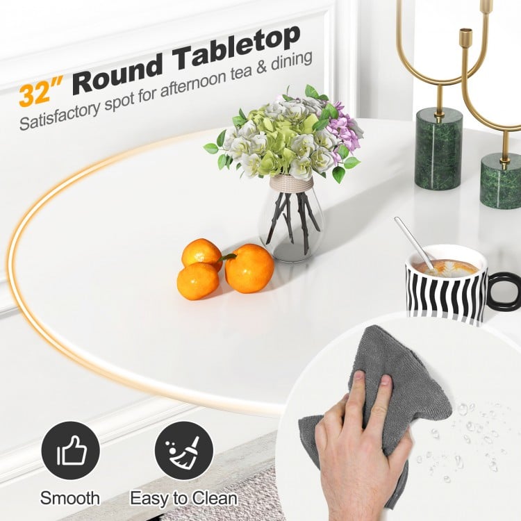 32 Inch Modern Tulip Round Dining Table with MDF Top-White