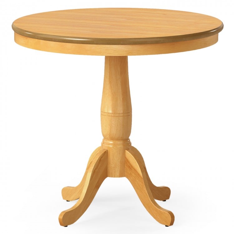 32 Inch Wooden Round Pub Pedestal Side Table-natural