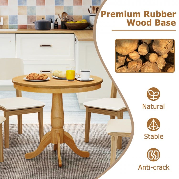 32 Inch Wooden Round Pub Pedestal Side Table-natural