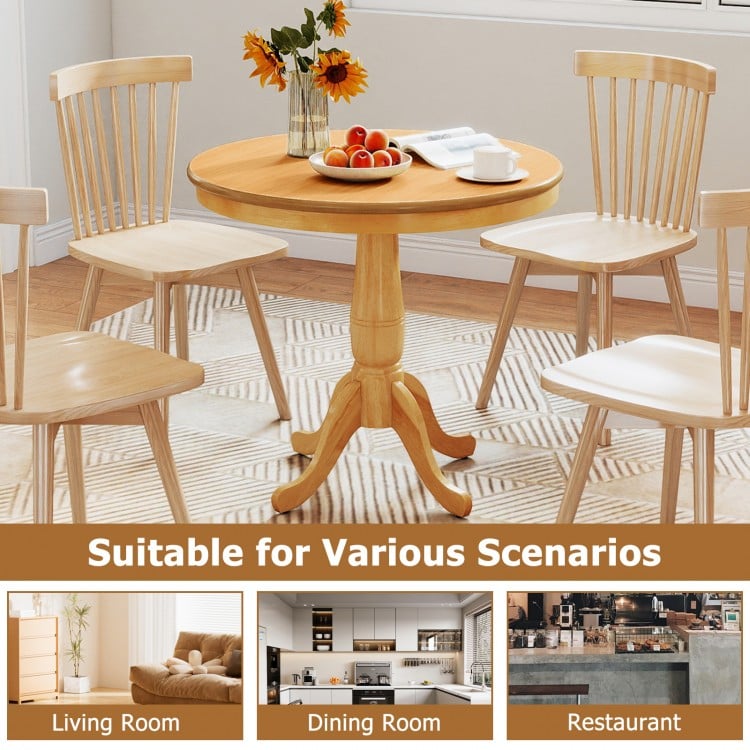 32 Inch Wooden Round Pub Pedestal Side Table-natural