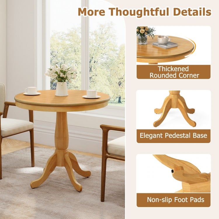 32 Inch Wooden Round Pub Pedestal Side Table-natural