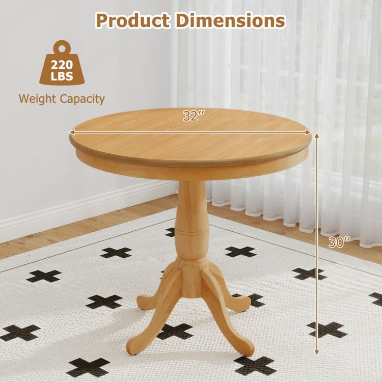 32 Inch Wooden Round Pub Pedestal Side Table-natural
