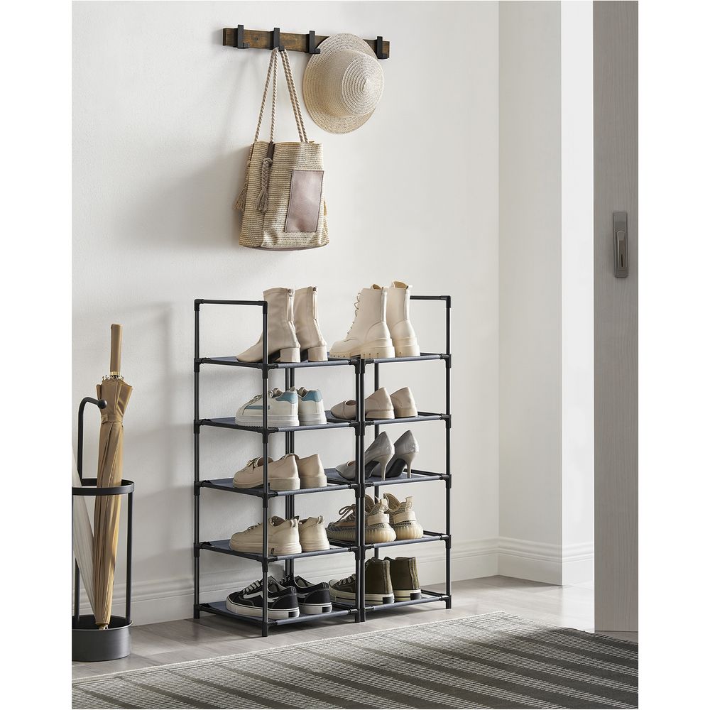 SONGMICS 10-Tier Shoe Shelf with Metal Frame 