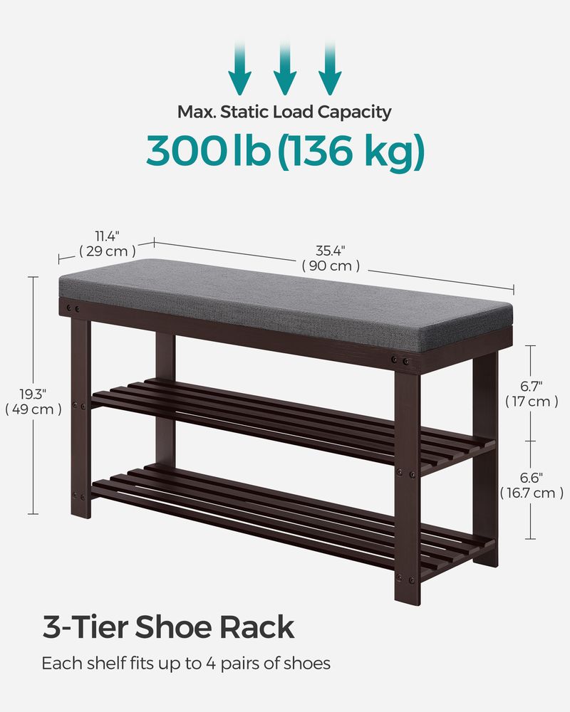 SONGMICS Bamboo Shoe Bench 
