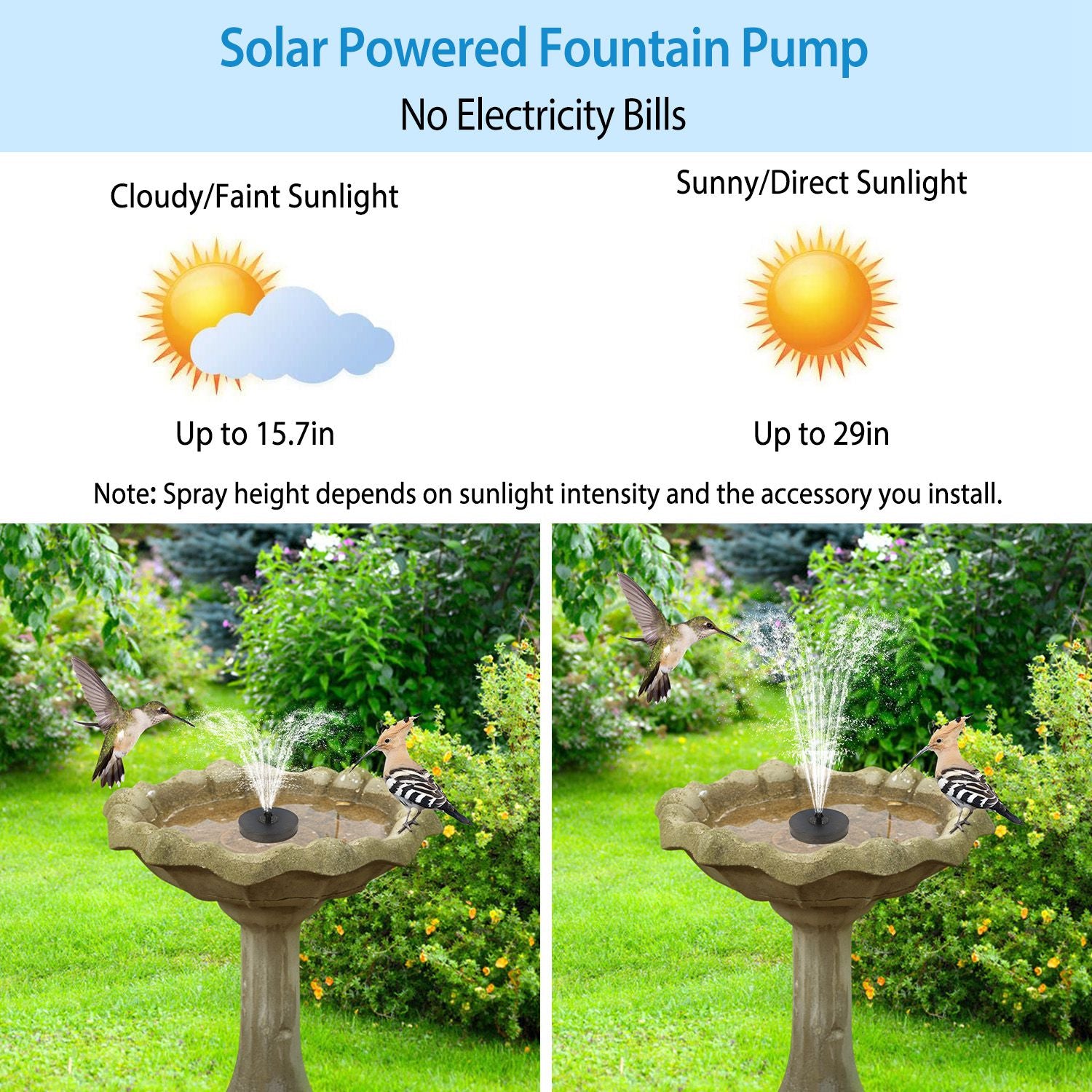 Solar Powered Fountain Pump Floating Bird Bath Pond Pump w/ LED Lights 7 Nozzles For Aquarium Garden Backyard Pond Pool Outdoor 