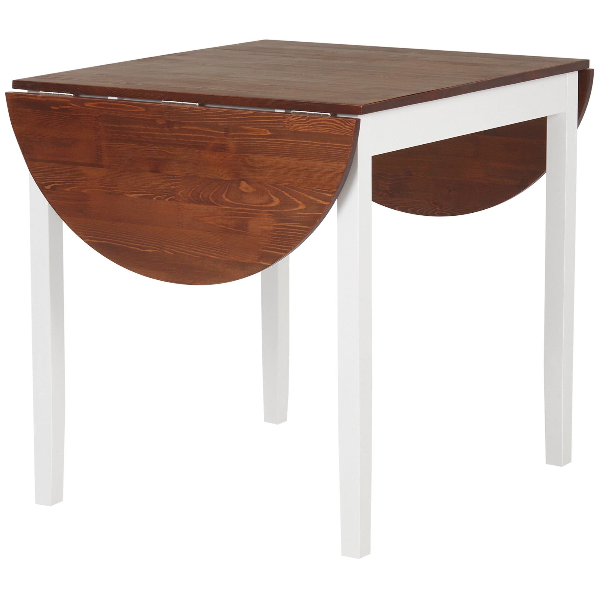 HOMCOM Versatile Solid Wood Kitchen Table Drop Leaf Folding Dining Table for Small Spaces Brown 