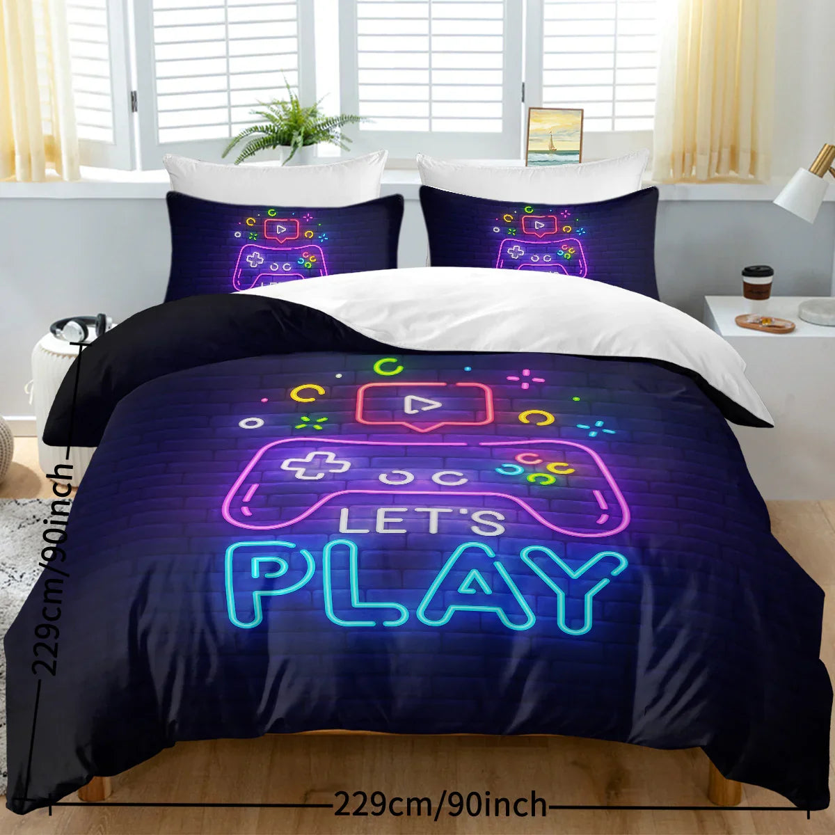 Gaming Duvet Cover Set Twin Full Queen King Size Video Game Controller Bedding Set, Boys Video Games Comforter Cover With 2 Pillow Shams, Bed Set For Boys Girls Bedroom Decor 