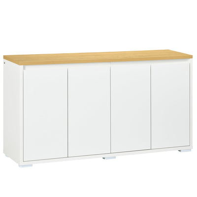 HOMCOM Adjustable White Buffet Cabinet: Sideboard with Double Door Cupboards for Customizable Living Room Storage 
