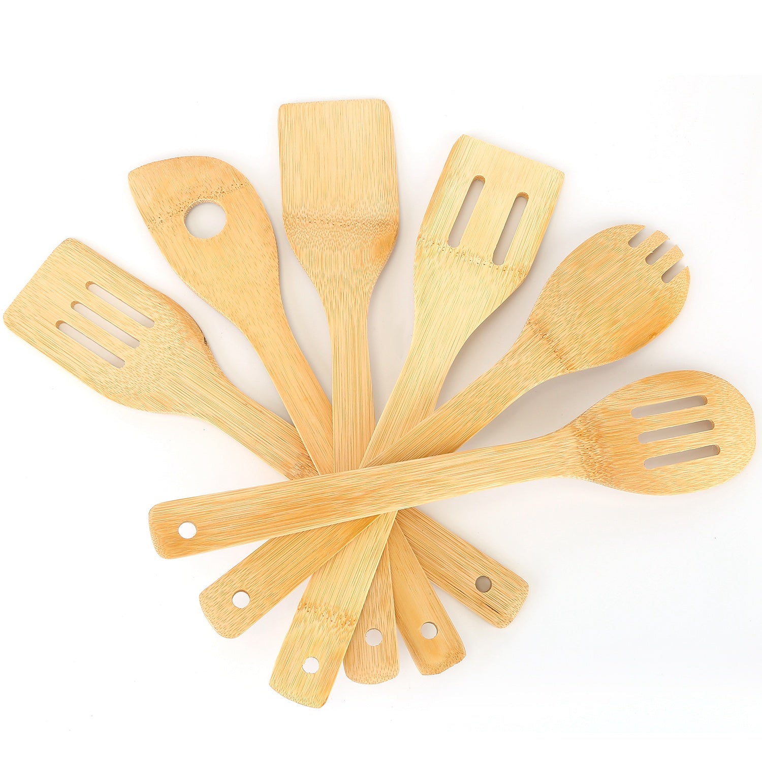 6Pcs Cooking Utensil Bamboo Wooden Spoons Spatula Kitchen Cooking Tools Nonstick Wooden Cookware Kitchen Gadgets 