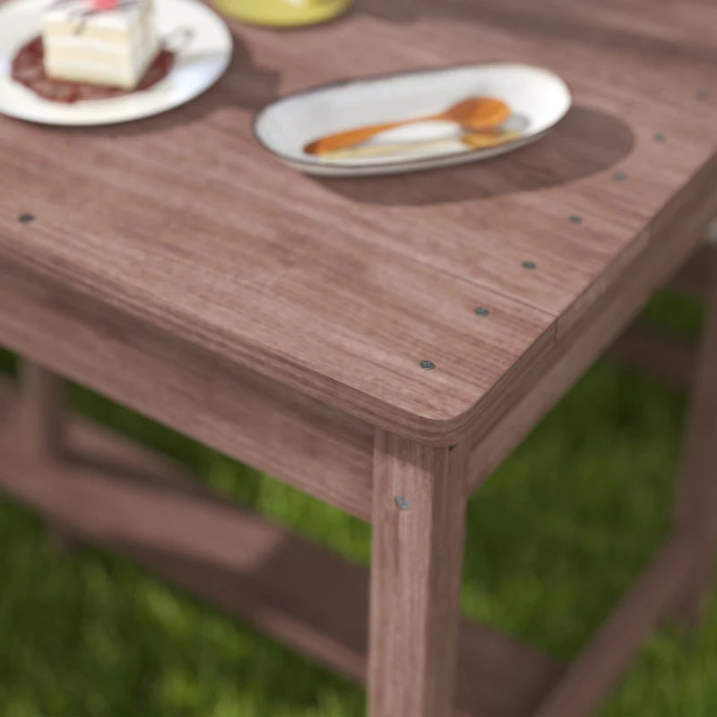 Qaba Wooden Kids Picnic Table & Bench Set with Removable Umbrella, Cushions, for Garden, Backyard, Patio, Navy Blue