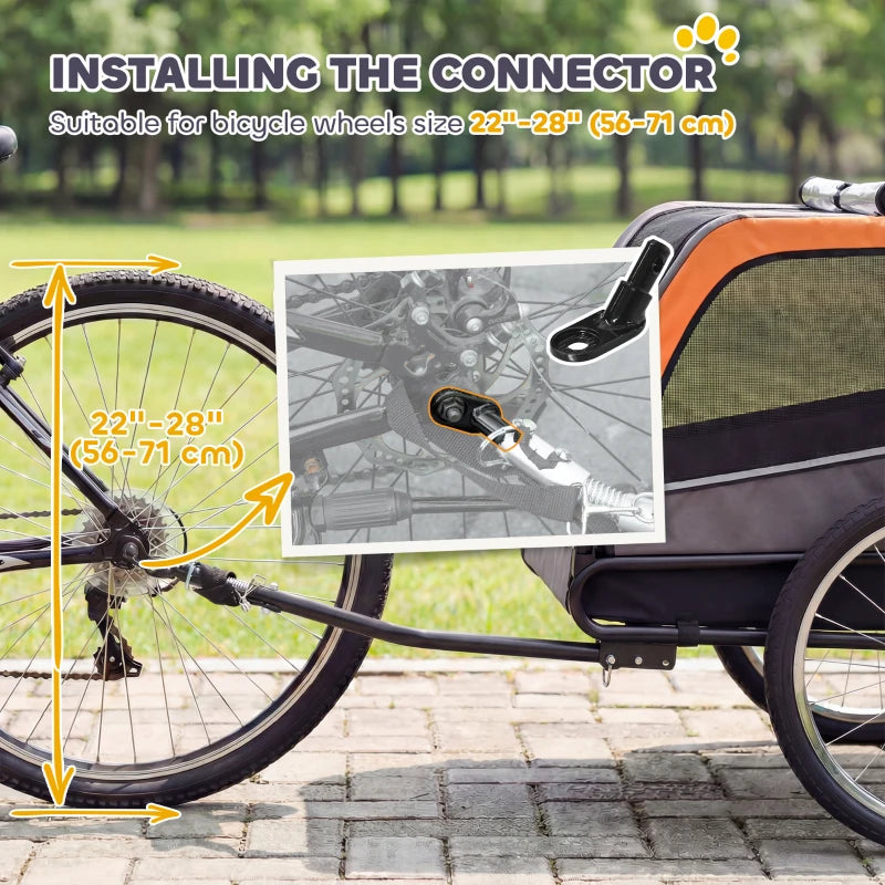 Dog Bike Trailer, Pet Cart Wagon Cart Carrier Attachment for Travel with 2 Doors, Large Wheels, Safety Flag