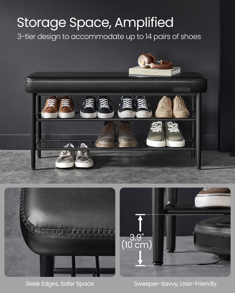 VASAGLE EKHO Collection - Shoe Bench with Metal Shelves 
