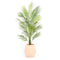 Walt - Peach Bamboo Floor Planter – Mid-Century Sustainable Bamboo Pot for Faux Plants, Eco-Friendly Handmade White Planter for Modern Home Décor