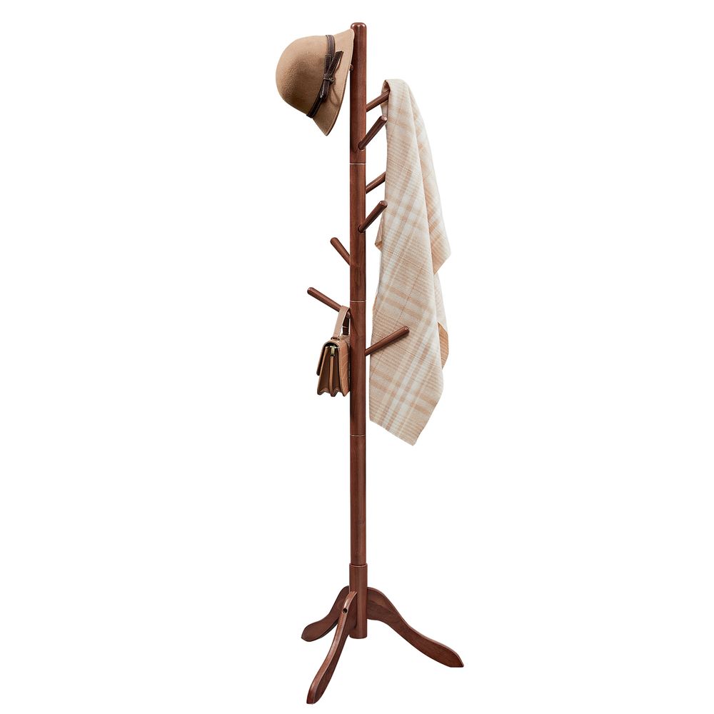VASAGLE Solid Wood Coat Rack with 8 Hooks 