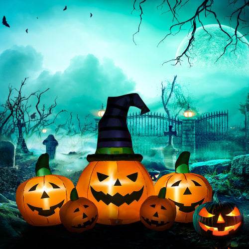 Outsunny 73L Inflatable Halloween Decoration,5 Pumpkin, Blow Up Outdoor LED Yard Display, Waterproof 