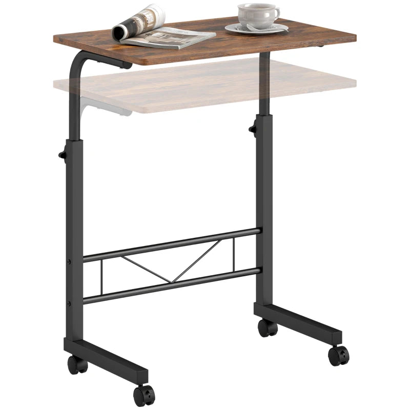Mobile Standing Desk with Adjustable Height, 23.5 inch Stand Up Desk with Wheels, Rustic Brown