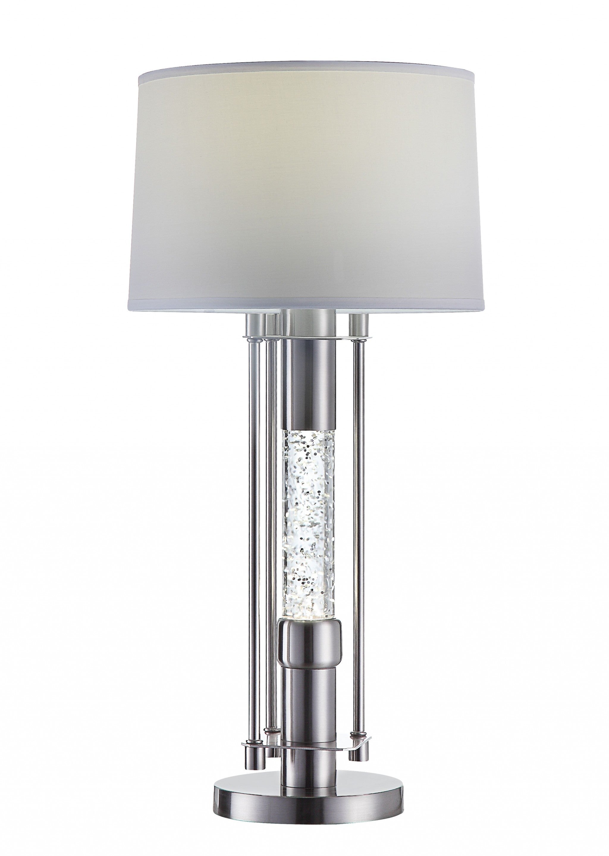 15" X 15" X 32" Brushed Nickel Metal Glass Led Shade Table Lamp