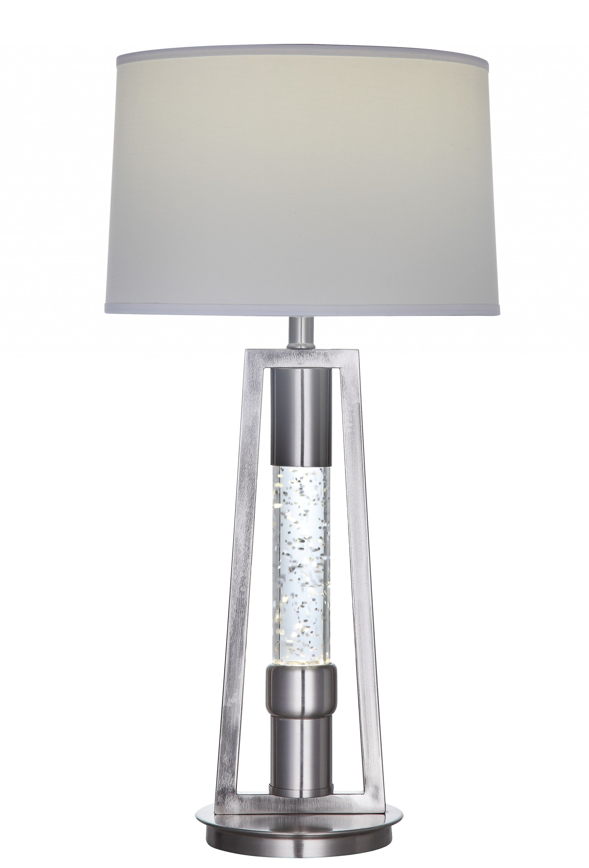 15" X 15" X 31" Brushed Nickel Metal Glass Led Shade Table Lamp