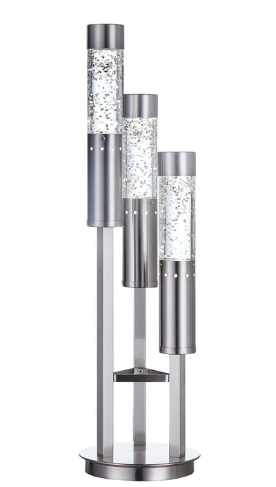 8" X 8" X 29" Brushed Nickel Metal Glass Led Table Lamp 