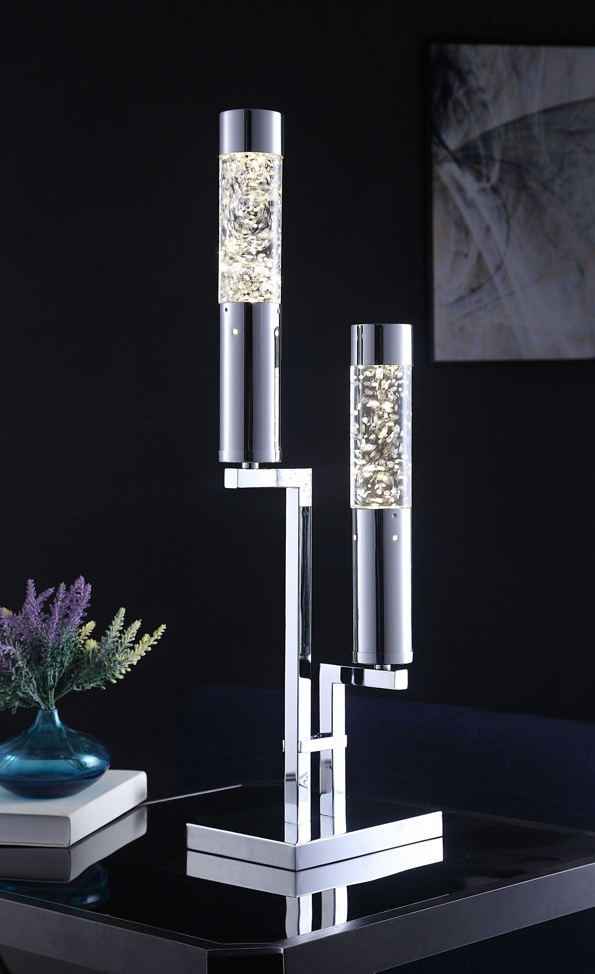 Chic Chrome Metal Glass Led Table Lamp