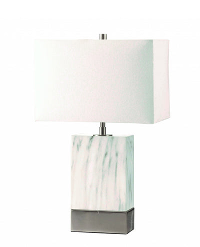 White Marble  Brushed Nickel Table Lamp 