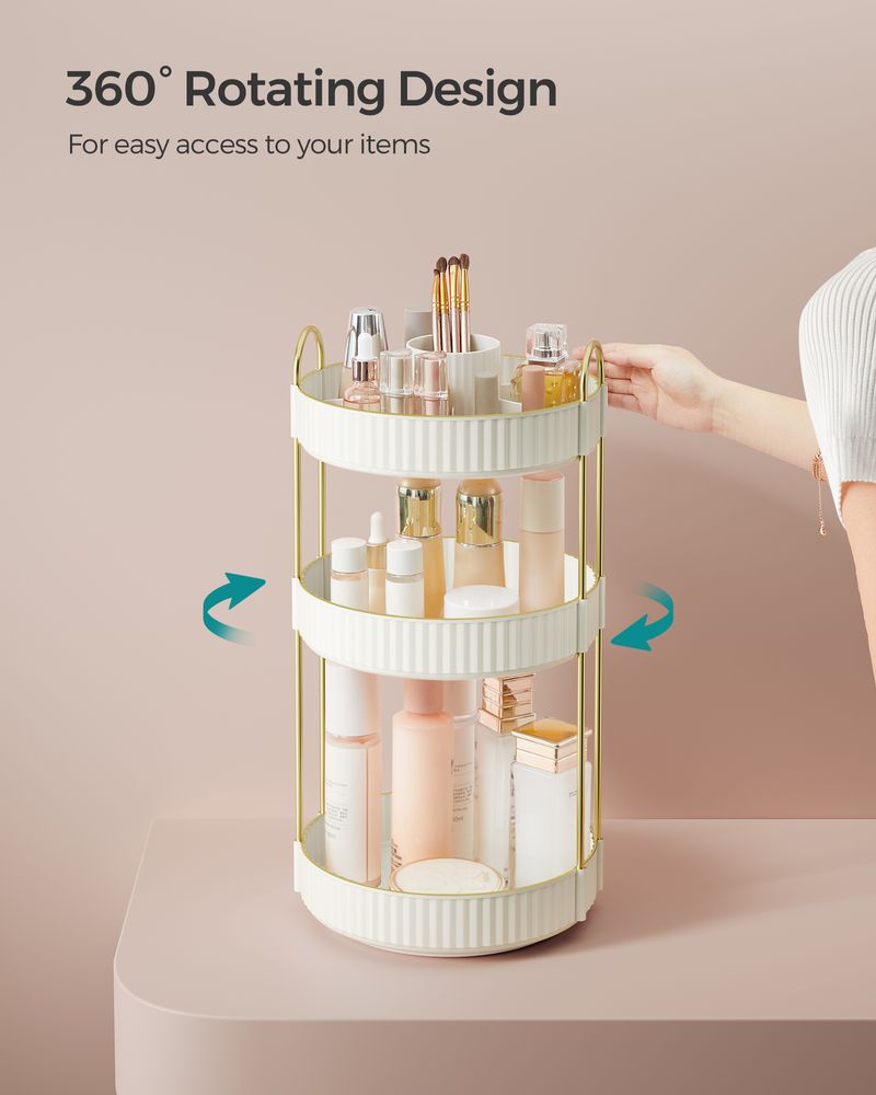 SONGMICS Round Rotating Skincare Organizer Countertop 