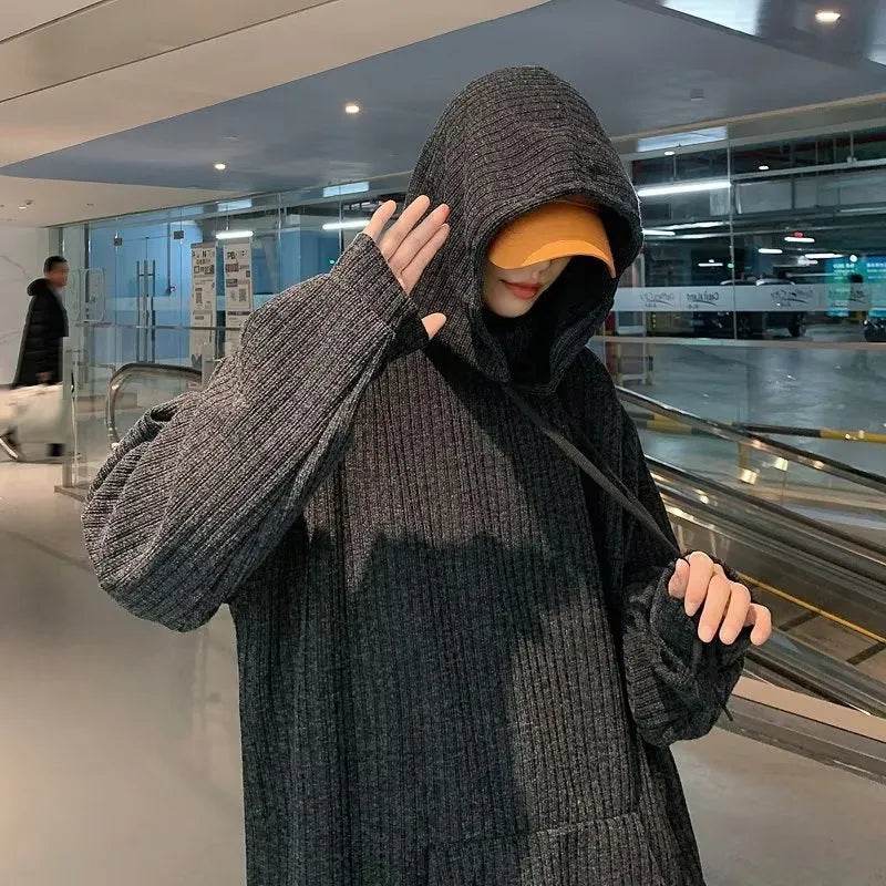 American Oversized Drawstring Turtleneck Hoodie Sweatshirt Men 