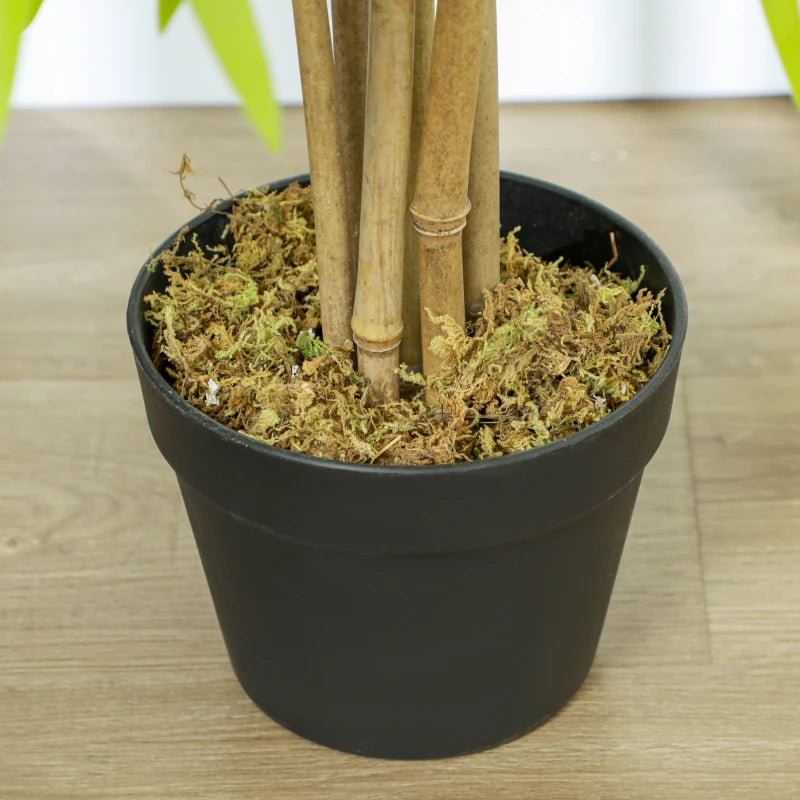 Artificial Bamboo Tree Set of 2, 5ft Fake Tree with Realistic Leaf and Natural Trunk, Decorative Plant in Nursery