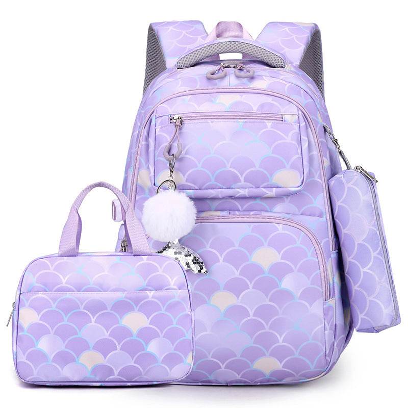 3 in 1 set Primary School Girls Backpack Lunch Bag and Pencil Pouch 