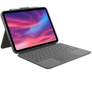 Logitech Combo Touch Keyboard/Cover Case (Folio) for 10.9" Apple, Logitech iPad (10th Generation) Tablet - Oxford Gray 