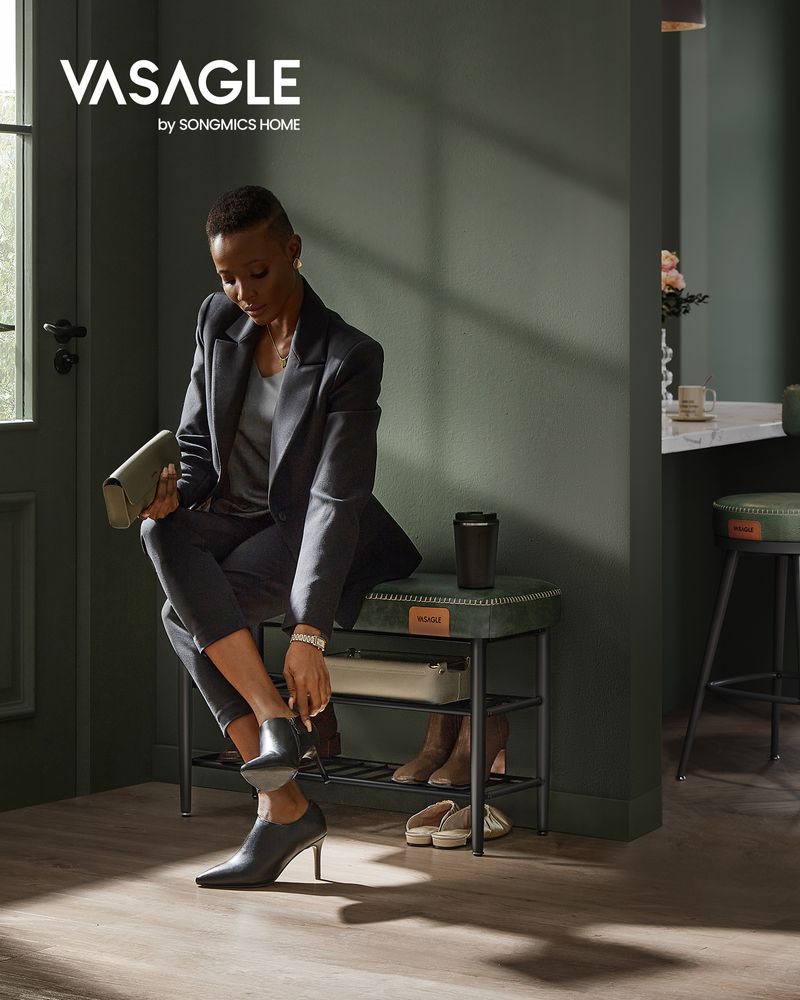 VASAGLE EKHO Collection - Shoe Bench with Metal Shelves 